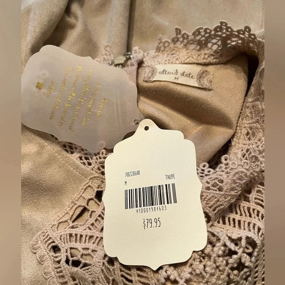 Altar’d State Beige suede Midi dress with embroidered style front size M. NWT - Picture 7 of 9